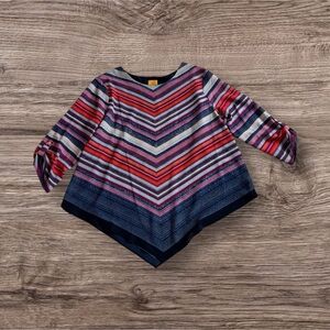 Ruby Rd. Multicolor Chevron Blouse - Red, Blue, Pink